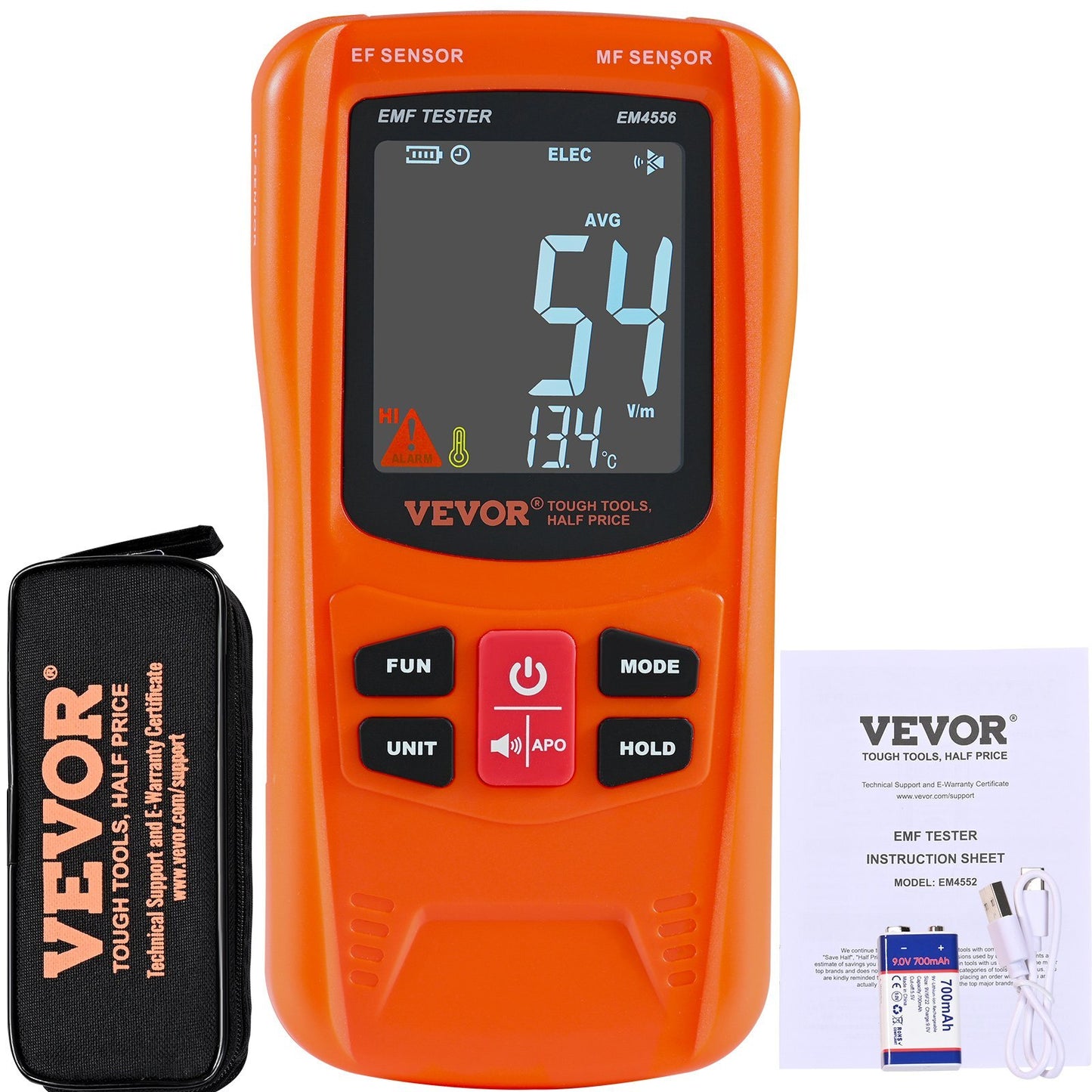 3-in-1 EMF Meter, 5Hz-6GHz, Handheld Rechargeable Electromagnetic Field Radiation Detector, Digital LCD EMF Tester for EF MF RF Home Inspections Outdoor Ghost Hunting 5G Cell Tower Temperature